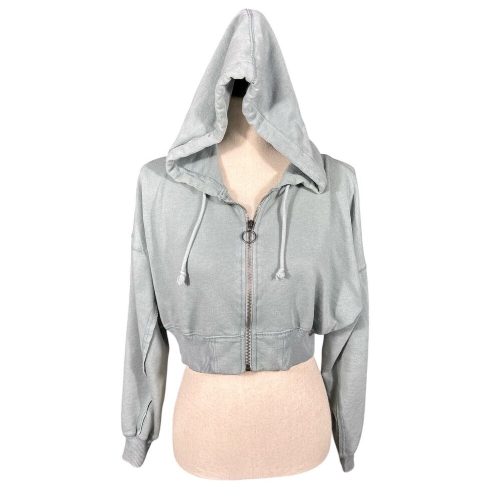 Aeropostale Cropped Full‎ Zip Jacket Hoodie Blue Women's XS Activewear Casual